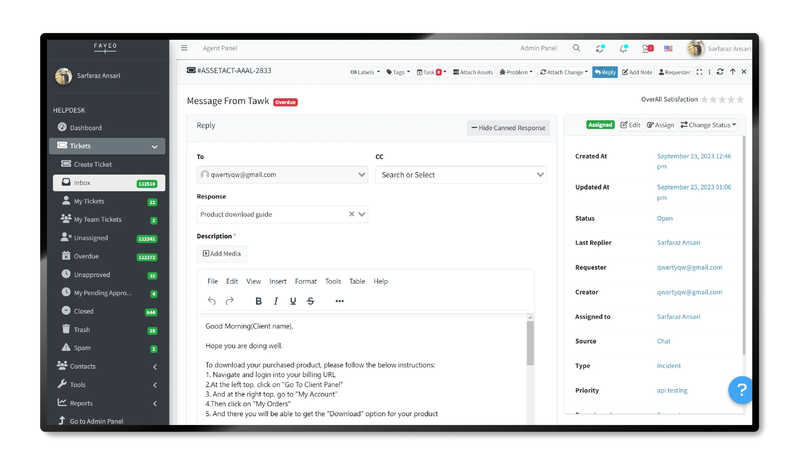 canned responses in faveo