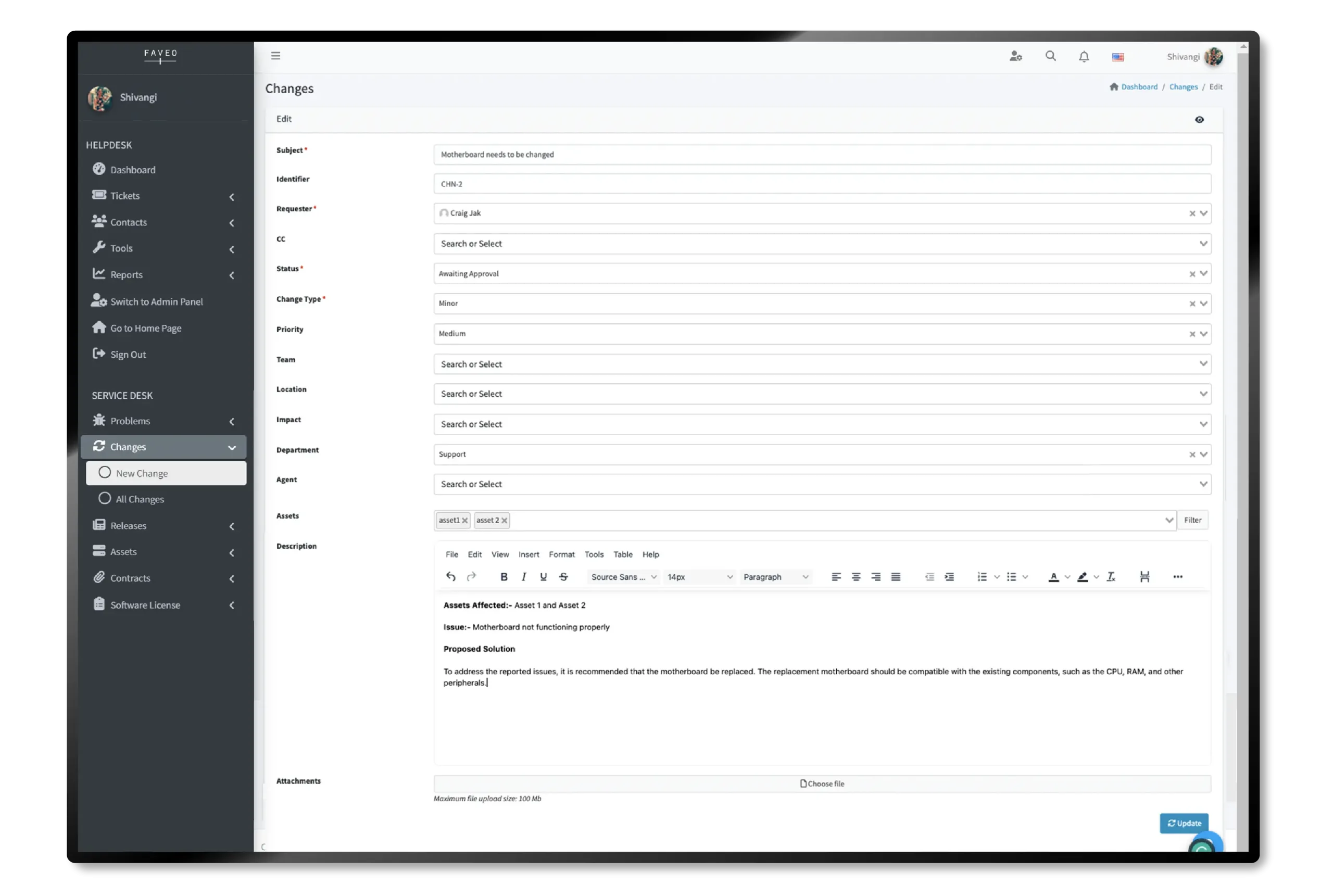 Change-Management change management in faveo