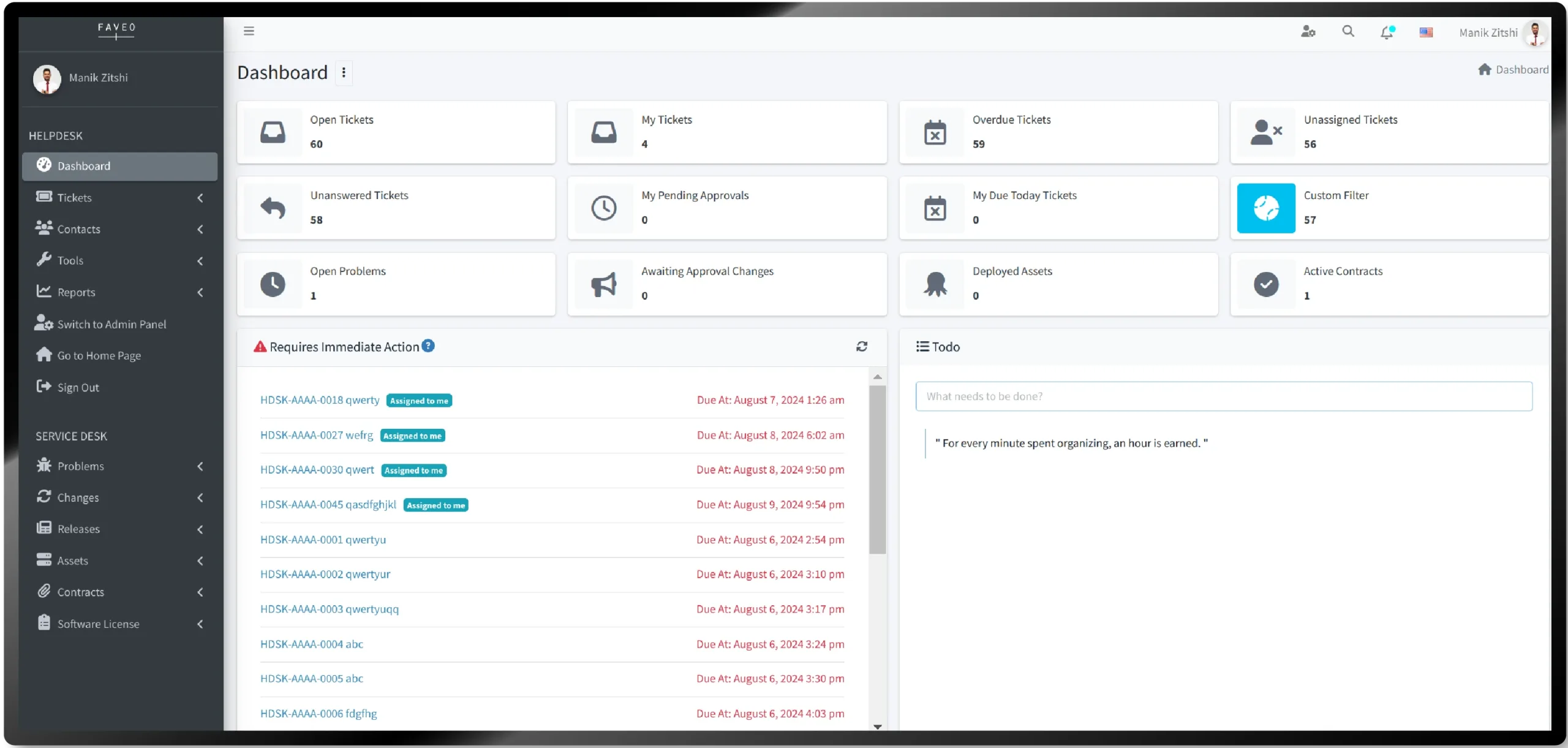 Dashboard - faveo Helpdesk