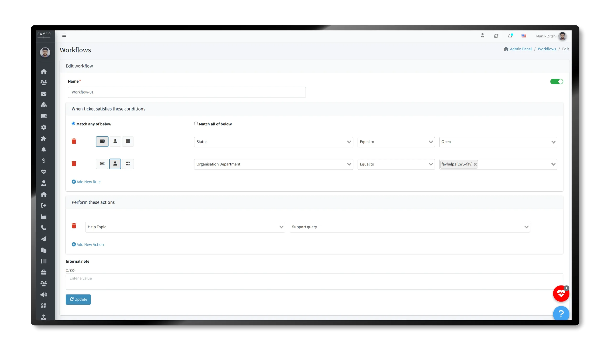 Work-Flow ticket workflow in faveo